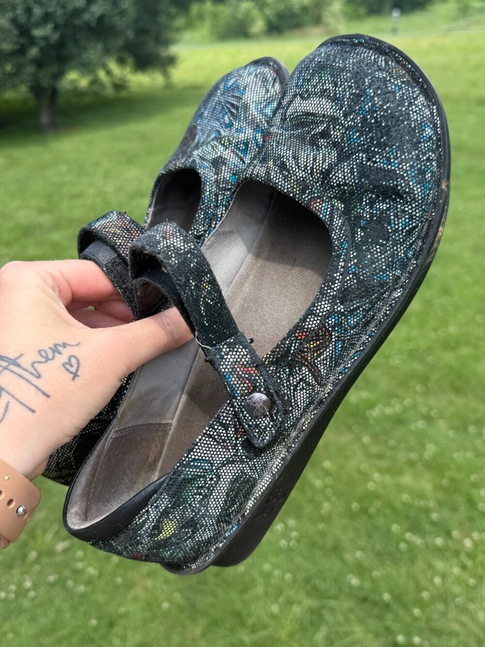 Alegria Mary Jane Butterfly 9.5Leather Comfort Flats Boho Fairycore 3803